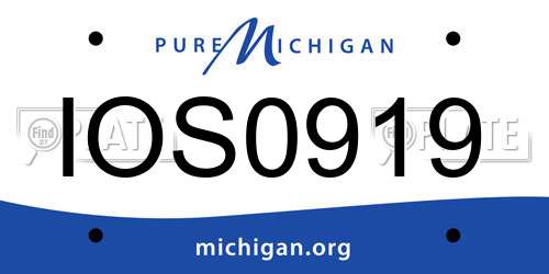 IOS0919 Michigan License Plate
