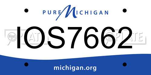 IOS7662 Michigan License Plate