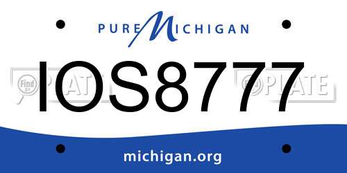 IOS8777 Michigan License Plate