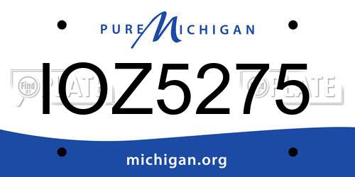 IOZ5275 Michigan License Plate