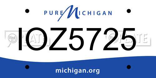 IOZ5725 Michigan License Plate