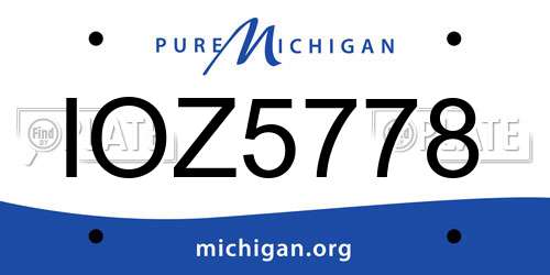 IOZ5778 Michigan License Plate