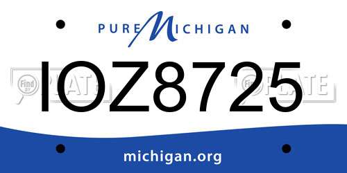 IOZ8725 Michigan License Plate