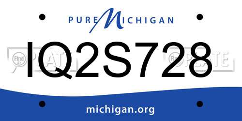 IQ2S728 Michigan License Plate