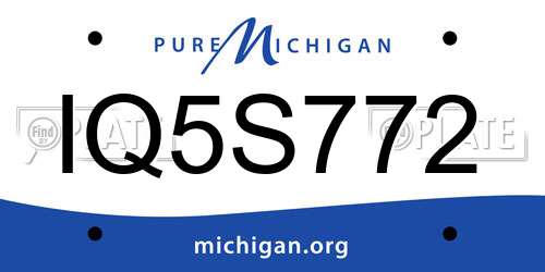 IQ5S772 Michigan License Plate