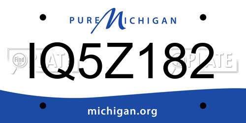 IQ5Z182 Michigan License Plate
