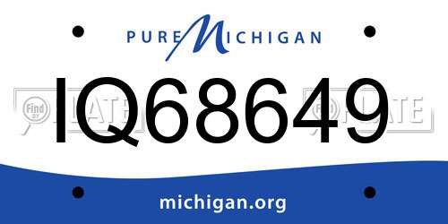 IQ68649 Michigan License Plate
