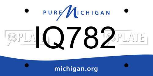 IQ782 Michigan License Plate