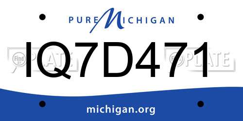 IQ7D471 Michigan License Plate