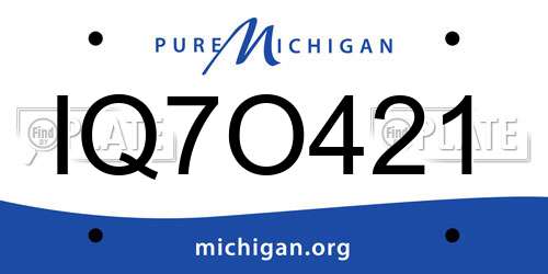 IQ7O421 Michigan License Plate