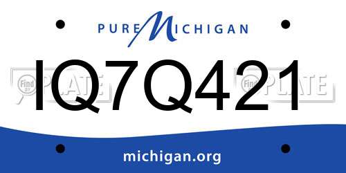 IQ7Q421 Michigan License Plate