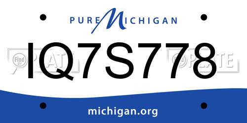 IQ7S778 Michigan License Plate