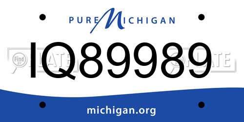 IQ89989 Michigan License Plate