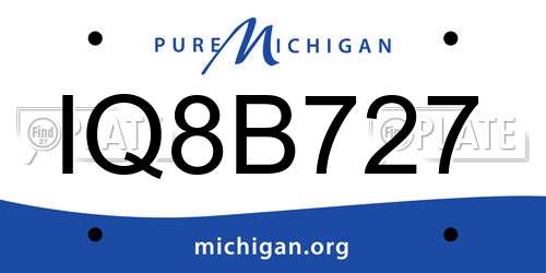 IQ8B727 Michigan License Plate