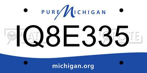 IQ8E335 Michigan License Plate