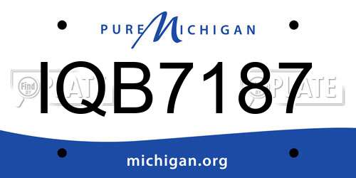 IQB7187 Michigan License Plate