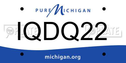 IQDQ22 Michigan License Plate