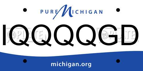 IQQQQGD Michigan License Plate