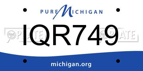 IQR749 Michigan License Plate