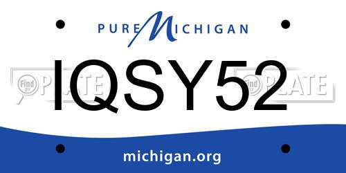 IQSY52 Michigan License Plate