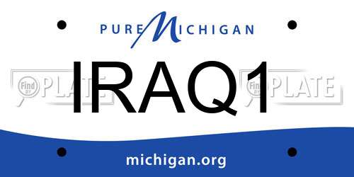 IRAQ1 Michigan License Plate