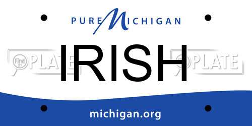 IRISH Michigan License Plate