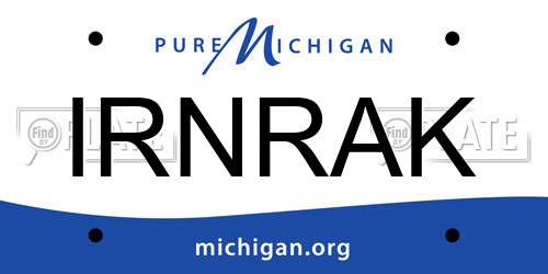 IRNRAK Michigan License Plate