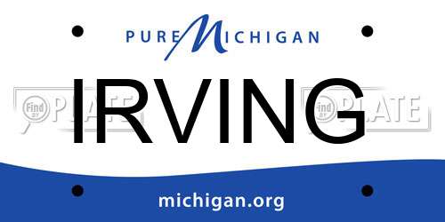 IRVING Michigan License Plate