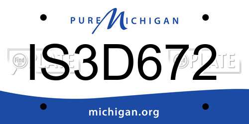 IS3D672 Michigan License Plate
