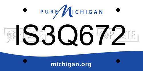 IS3Q672 Michigan License Plate