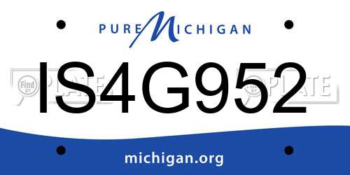 IS4G952 Michigan License Plate