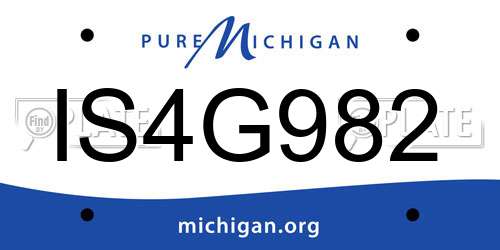 IS4G982 Michigan License Plate