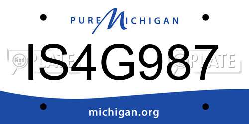 IS4G987 Michigan License Plate