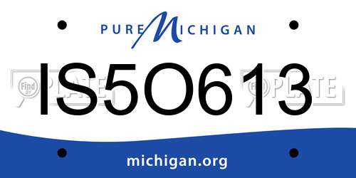 IS5O613 Michigan License Plate