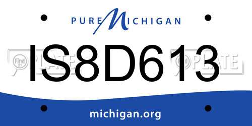 IS8D613 Michigan License Plate