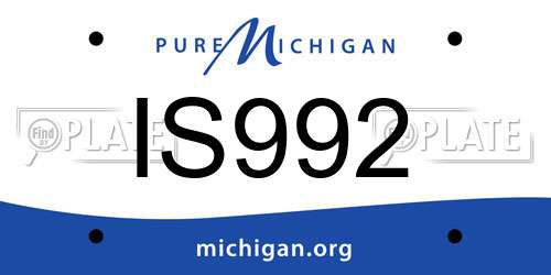 IS992 Michigan License Plate