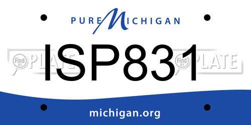 ISP831 Michigan License Plate
