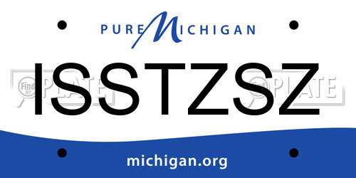 ISSTZSZ Michigan License Plate
