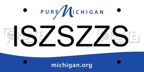 ISZSZZS Michigan License Plate