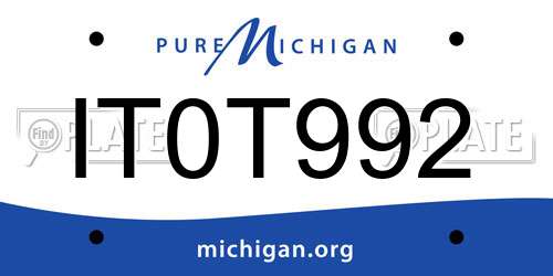 IT0T992 Michigan License Plate