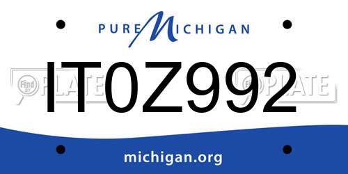 IT0Z992 Michigan License Plate