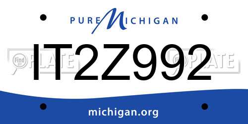IT2Z992 Michigan License Plate