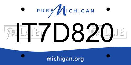 IT7D820 Michigan License Plate