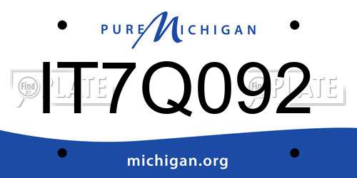 IT7Q092 Michigan License Plate