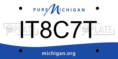 IT8C7T Michigan License Plate