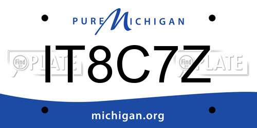 IT8C7Z Michigan License Plate