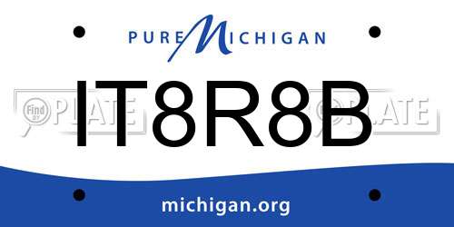 IT8R8B Michigan License Plate