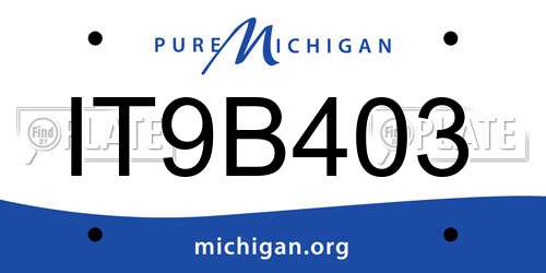 IT9B403 Michigan License Plate