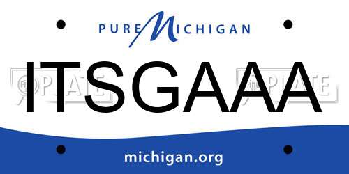 ITSGAAA Michigan License Plate