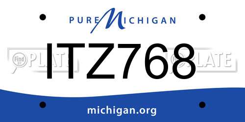 ITZ768 Michigan License Plate